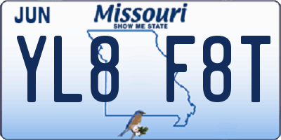 MO license plate YL8F8T
