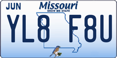 MO license plate YL8F8U