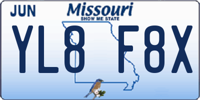 MO license plate YL8F8X