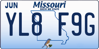MO license plate YL8F9G
