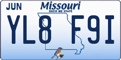 MO license plate YL8F9I
