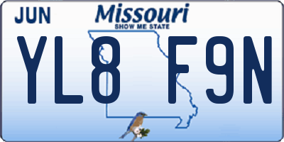 MO license plate YL8F9N