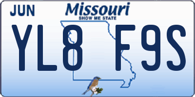 MO license plate YL8F9S