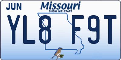 MO license plate YL8F9T