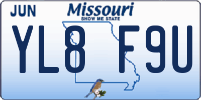 MO license plate YL8F9U