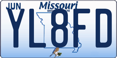 MO license plate YL8FD