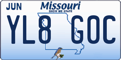MO license plate YL8G0C