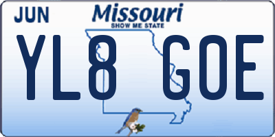 MO license plate YL8G0E