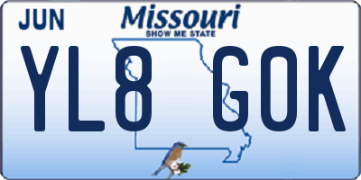 MO license plate YL8G0K