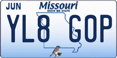 MO license plate YL8G0P