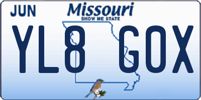 MO license plate YL8G0X