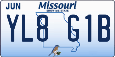 MO license plate YL8G1B