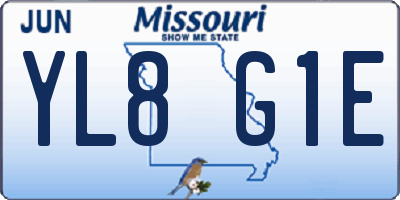 MO license plate YL8G1E