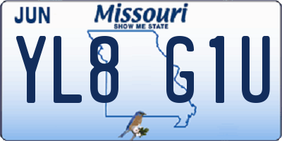 MO license plate YL8G1U