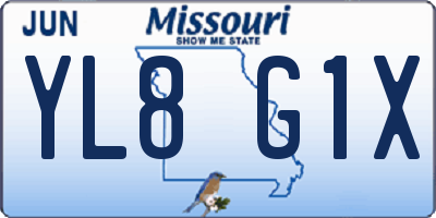 MO license plate YL8G1X
