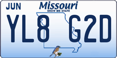 MO license plate YL8G2D