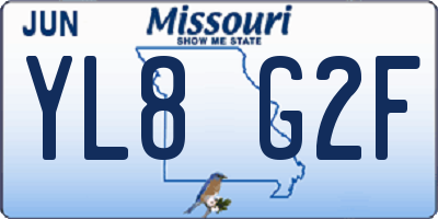 MO license plate YL8G2F