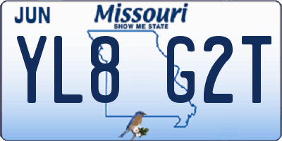 MO license plate YL8G2T