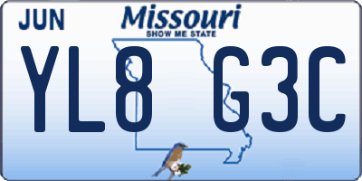 MO license plate YL8G3C