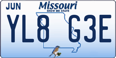 MO license plate YL8G3E