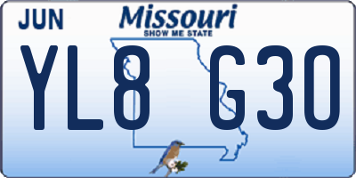 MO license plate YL8G3O