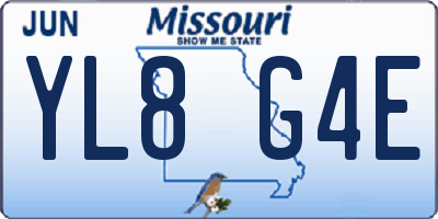 MO license plate YL8G4E