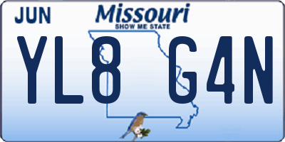 MO license plate YL8G4N