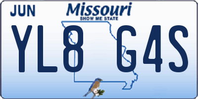 MO license plate YL8G4S
