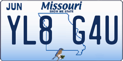MO license plate YL8G4U