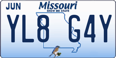 MO license plate YL8G4Y