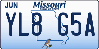 MO license plate YL8G5A