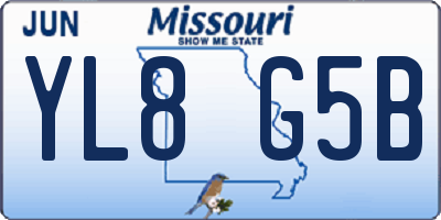MO license plate YL8G5B