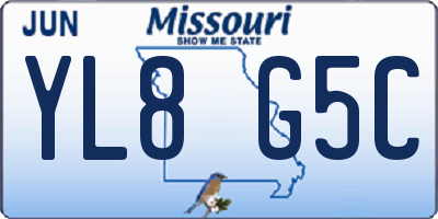 MO license plate YL8G5C