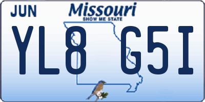 MO license plate YL8G5I