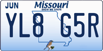 MO license plate YL8G5R
