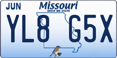 MO license plate YL8G5X