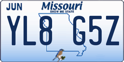 MO license plate YL8G5Z