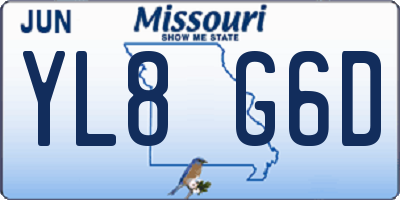 MO license plate YL8G6D