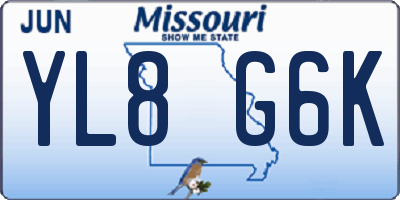MO license plate YL8G6K