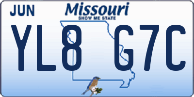 MO license plate YL8G7C
