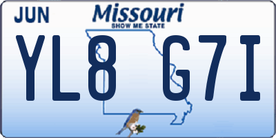MO license plate YL8G7I