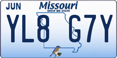 MO license plate YL8G7Y