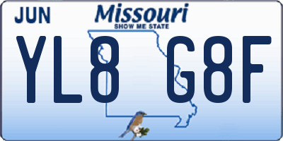 MO license plate YL8G8F