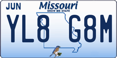 MO license plate YL8G8M