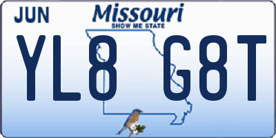 MO license plate YL8G8T