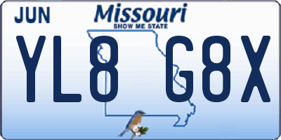 MO license plate YL8G8X