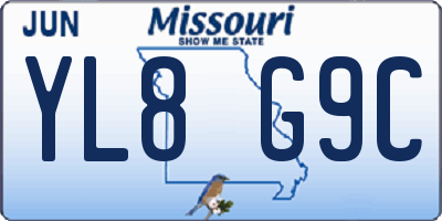 MO license plate YL8G9C