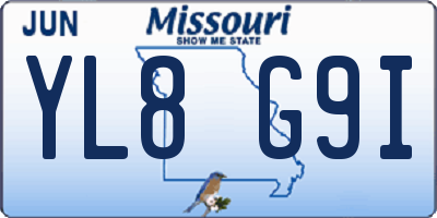 MO license plate YL8G9I