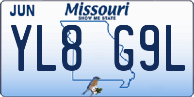 MO license plate YL8G9L