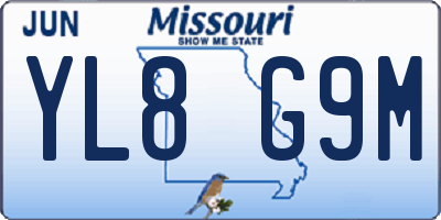 MO license plate YL8G9M